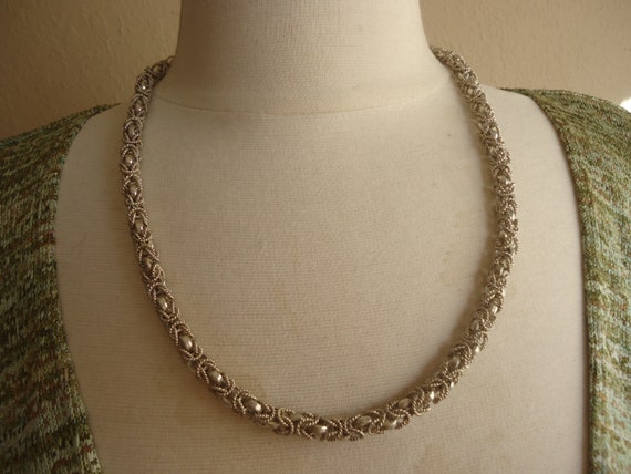 Heavy Unisex  Byzantine 24" Sterling Silver Chain… - image 1