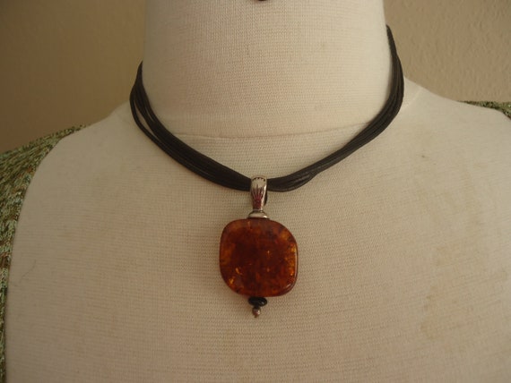 Silpada Amber and Sterling Pendant Necklace, 4 St… - image 2
