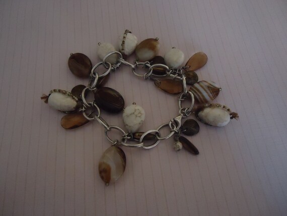22 Grams Unisex Coleman 8 Sterling Silver Mixed Stone Oval Link Bracelet
