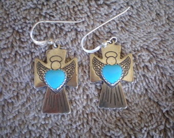 Carolyn Pollack Angel Earrings, Turquoise and Sterling