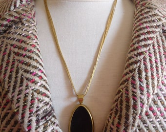 Peyote Bird Designs Santa Fe Gold Over Sterling Liquid Silver, Onyx Pendant Necklace, Multi Strand