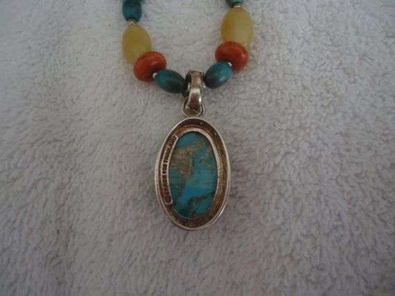 Barse Gemstone Pendant Necklace on Leather Cord, … - image 4
