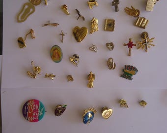 Vintage Religious Theme Pin Lot, 39 Pieces