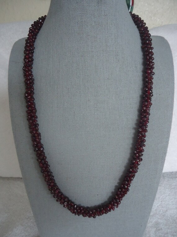 Continuous Beaded 24" Garnet Cluster Necklace - image 3