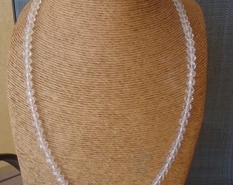 Mid Century Cut Glass Beaded Necklace 30"