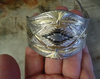 Vintage Montana Silversmith's Two Tone Unisex Cuff Bracelet, Larger Wrist