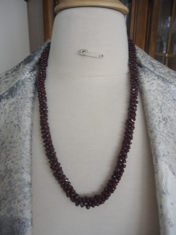 Continuous Beaded 24" Garnet Cluster Necklace - image 1