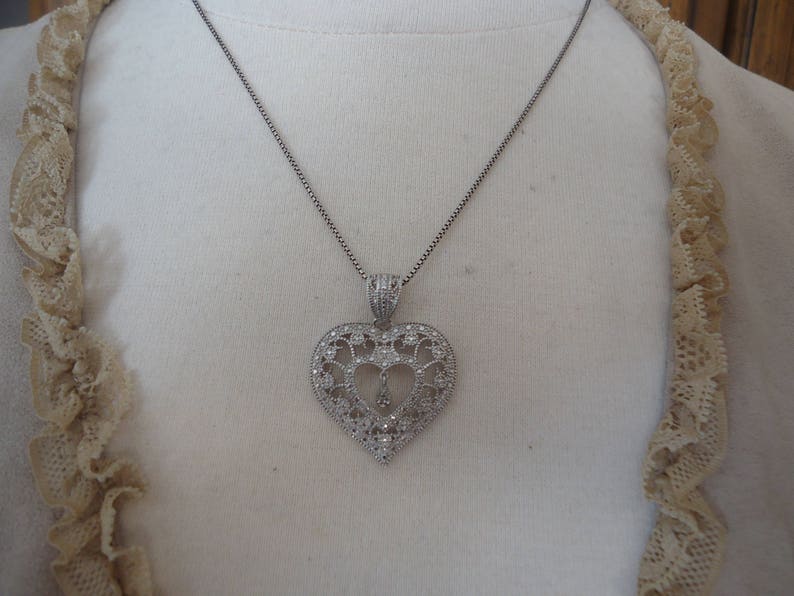6 Grams 20/% OFF Sterling Silver Textured Heart Pendant on 18 Professionally Oxidized Sterling Silver Box Chain Love Theme