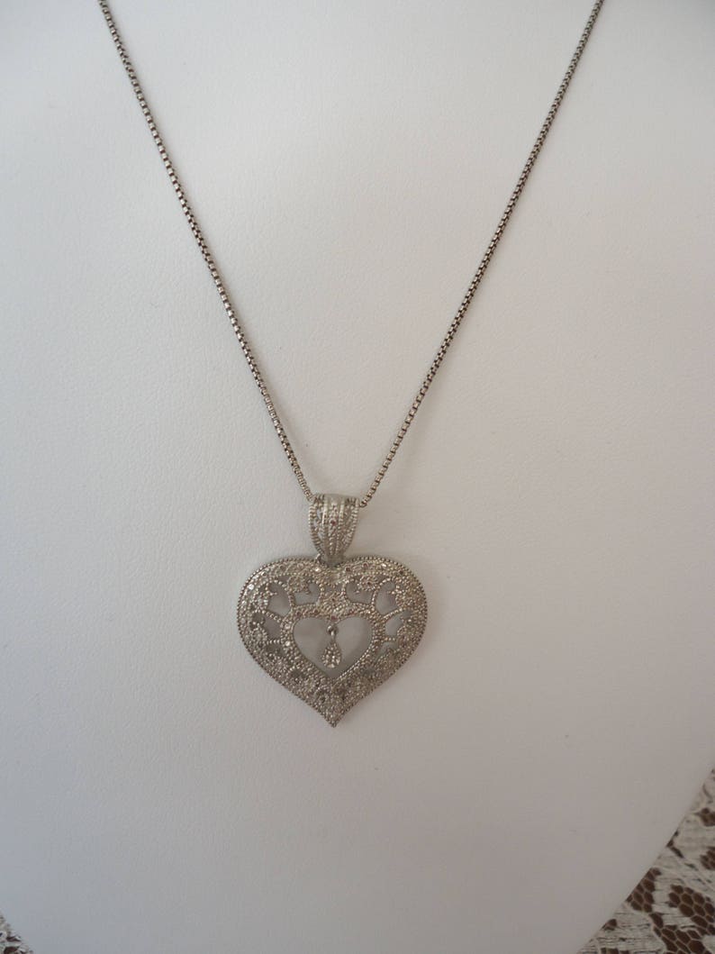 6 Grams 20/% OFF Sterling Silver Textured Heart Pendant on 18 Professionally Oxidized Sterling Silver Box Chain Love Theme