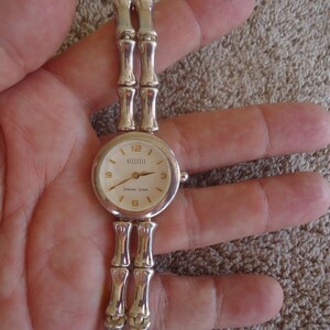 Ecclissi Sterling Bamboo Link Ladies Wristwatch, Running W 