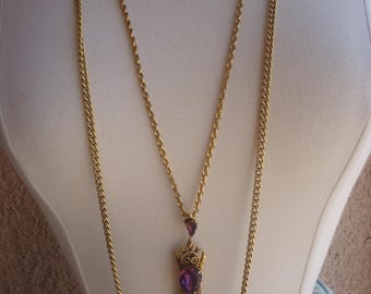 Vintage Lavalier Gold Tone 2-Strand Necklace