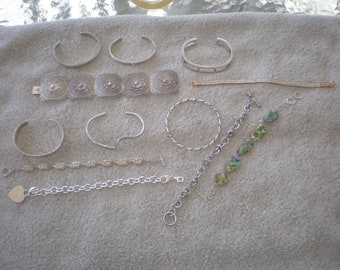 Sterling Bracelet Lot, 218 Grams, NOT scrap, 12 Pieces