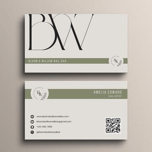 Modèle de carte de visite modifiable avec code QR Canva, carte de visite recto-verso moderne, carte de visite simple à faire soi-même, carte de visite personnalisable