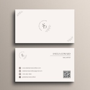 Editable Canva QR Code Business Card Template, Modern Double Sided Business Card, DIY Simple Calling Card, Customizable Business Card