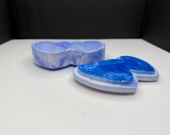 Double Heart Shaped Resin Crete storage container with extra small round container.