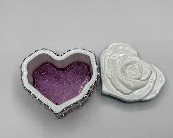 Heart shaped resin trinket box