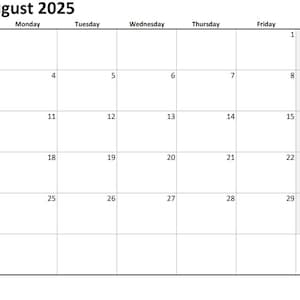 August 2025 Monthly Calendar Minimalist with Gray Weekends Printable PDF