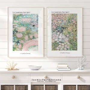 Le Jardin Secret blommönsterset: Fransk impressionistisk pastellväggkonst (digital nedladdning)