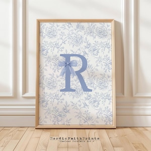 Personalized Floral Monogram Print: Vintage Nursery Decor (Digital Download)