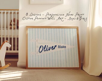 Personalized Name Pennant Print | Nursery Wall Art (Digital Download)