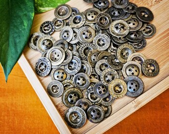 Vintage Small Tribal Buttons - 100 Tiny Kuchi Brass Buttons - Belly Dance DIY - Brassy Tribal Findings