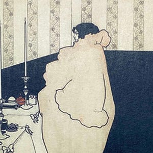 Postkartenillustration von Aubrey Beardsley-Jugendstil Postkarte-handgefertigte Postkarte