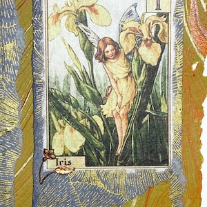 Grußkarte Cicely Mary Barker FeenHandmade Blumenfee Grußkarte-Iris Blumenfee Karte-geschmückte Fee Karte-Karte für den Frühling