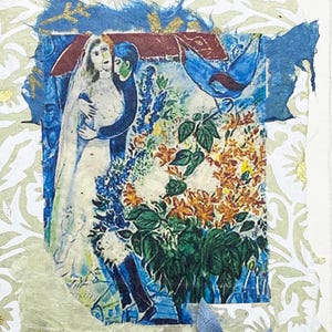 Inspirerende wenskaart Marc Chagall - handgemaakte collagekunstwenskaart
