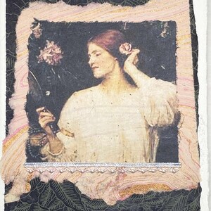 Inspirierende Grußkarte-Frau mit Rose im Haar Grußkarte-Handgemachte dekorierte Kunst Karte-Schönheit ist Wahrheit Zitat Karte