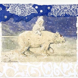 手作りの芸術的なクリスマスカード - シロクマのグリーティングカード