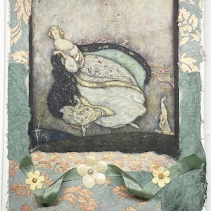 Tarjeta de felicitación con ilustración rusa: ilustración de Cenicienta de un artista ruso. Tarjeta de felicitación hecha a mano para cualquier ocasión.