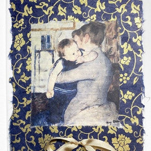 Cartão feito à mão - cartão de arte especial para mãe e filho - cartão de felicitações - cartão de design artístico Carl Larsson