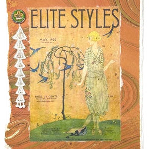 Blanco wenskaart vintage ad-Elite-stijl advertentiewenskaart-handgemaakte collagekunstwenskaart