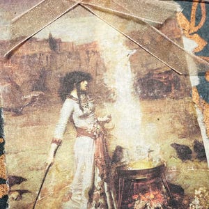 Biglietto d'auguri artistico della strega - Biglietto d'auguri fatto a mano per tutte le occasioni - Biglietto d'auguri artistico collage