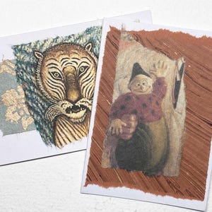 Tarjetas de regalo con envoltorio: tarjetas de regalo hechas a mano: envoltorios de regalo de Tiger and Toy Clown