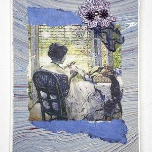 Inspiration carte de voeux-Femme faisant des chapeaux carte de voeux impression d'art-Carte collage fait main