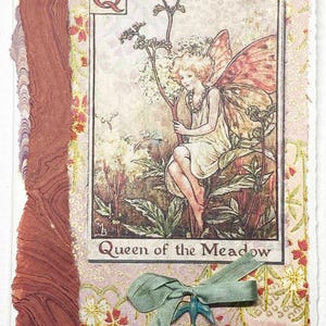 Tarjeta de felicitación Cicely Mary Barker, hada - Reina del prado, tarjeta de hada de flores hecha a mano de 4x6, tarjeta de felicitación para toda ocasión