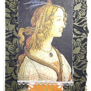 Carte de voeux femme-carte de voeux femme Renaissance-carte de voeux décorée à la main-carte d'humour