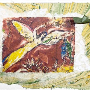 Inspirerende kunstenaarswenskaart-Marc Chagall quote-wenskaart-gele engel kunstkaart