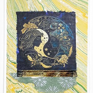 Carte de voeux Gémeaux faite main-carte d'anniversaire horoscope-carte d'astrologie artistique