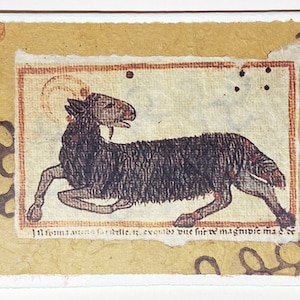 Steenbokkaart-4 x 6 handgemaakte astrologiekaart-Steenbok kunstkaart-decoratieve horoscoopkaart-verjaardagskaart voor Steenbok