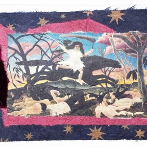 Carte de voeux fille sur cheval noir-Image d'art fille montant un cheval carte de voeux-carte de voeux artistique collage
