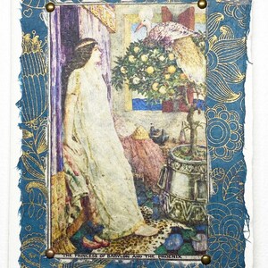 Grußkarte Prinzessin von Babylon-Handmade Prinzessin Grußkarte-Frau und Phoenix Vogel Karte