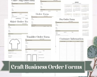 Printable Planner Craft Business Order Forms- Instant Digital Download