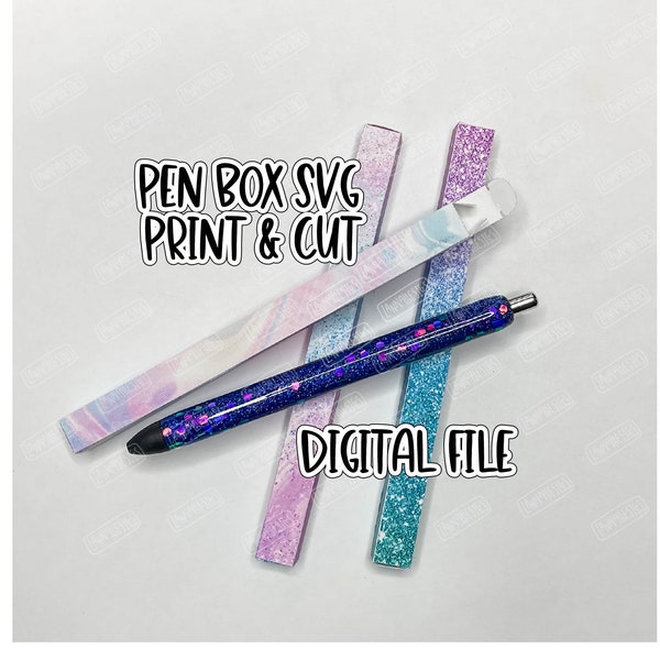 Rainbow Sparkle Glam GLITTER Pen Box Cut and Print SVG and PNG Digital Download