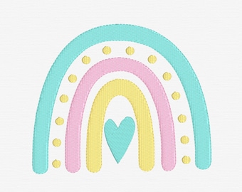 BOHO RAINBOW Fun and Modern Style Instant Download Machine Embroidery Design