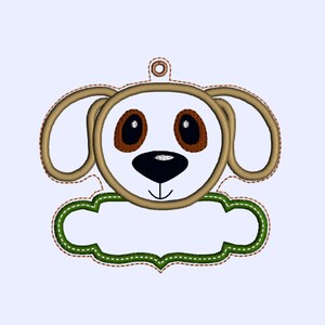 Instant Download In-the-hoop PUPPY DOG CHRISTMAS tag / Tree Ornament applique embroidery design image 2