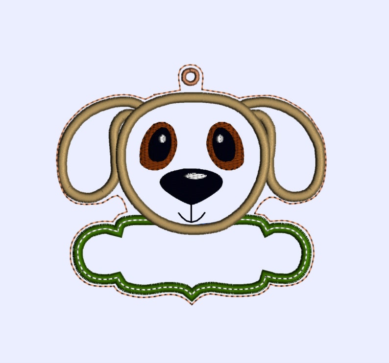 Instant Download In-the-hoop PUPPY DOG CHRISTMAS tag / Tree Ornament applique embroidery design image 2