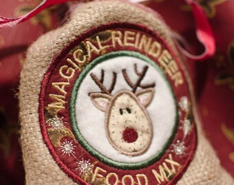 Instant Download  In-the-hoop MAGICAL REINDEER FOOD Bag applique embroidery design