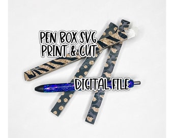 Gray and Gold Glam Epoxy GLITTER Pen Box Cut and Print SVG and PNG Digital Download